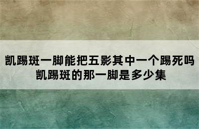 凯踢斑一脚能把五影其中一个踢死吗 凯踢斑的那一脚是多少集